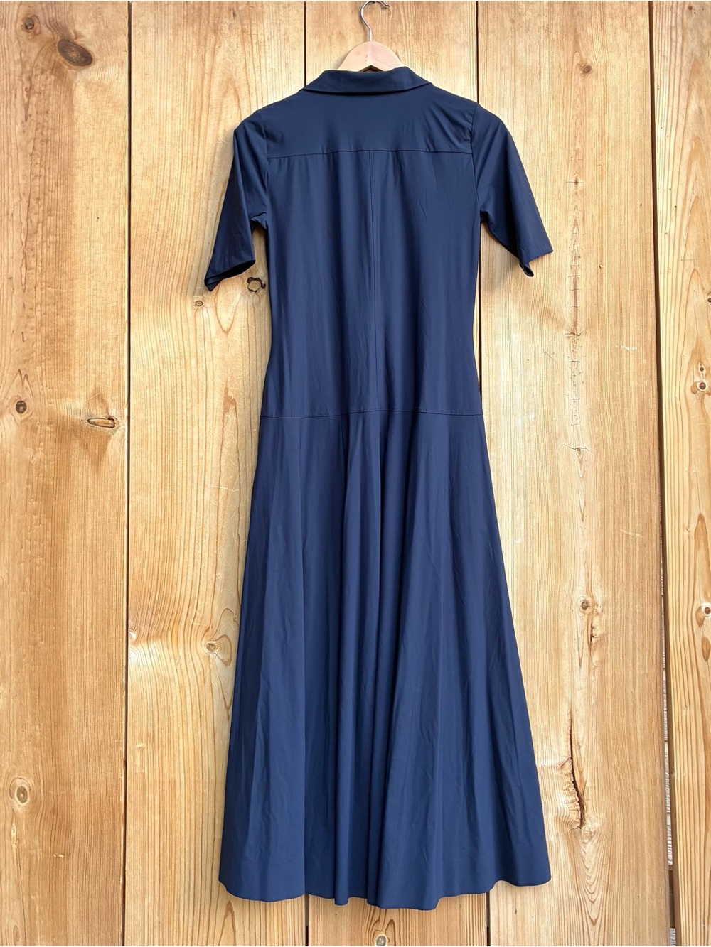 Donna Karan Weekend NWOT Stretch Knit Elbow-Sleeve Polo Navy Blue Dress Sz 4 - Picture 7 of 7